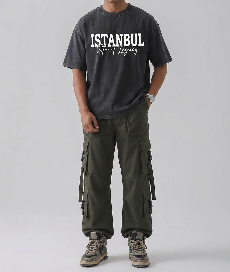 Zylon "Istanbul Street Legacy" – Premium Heavyweight Drop-Shoulder Tee | Dark Grey