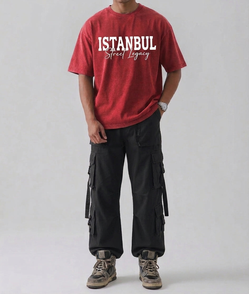 Zylon "Istanbul Street Legacy" – Premium Heavyweight Drop-Shoulder Tee | Red