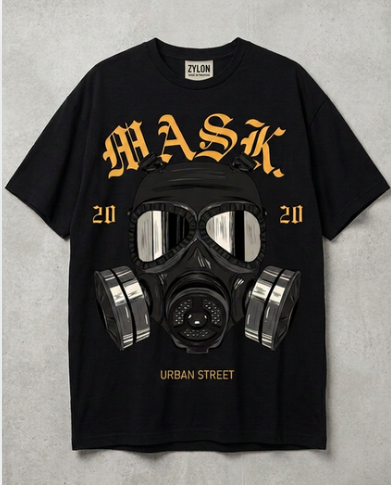 Zylon | Urban Street MASK Premium Heavyweight Drop-Shoulder Tee | Black