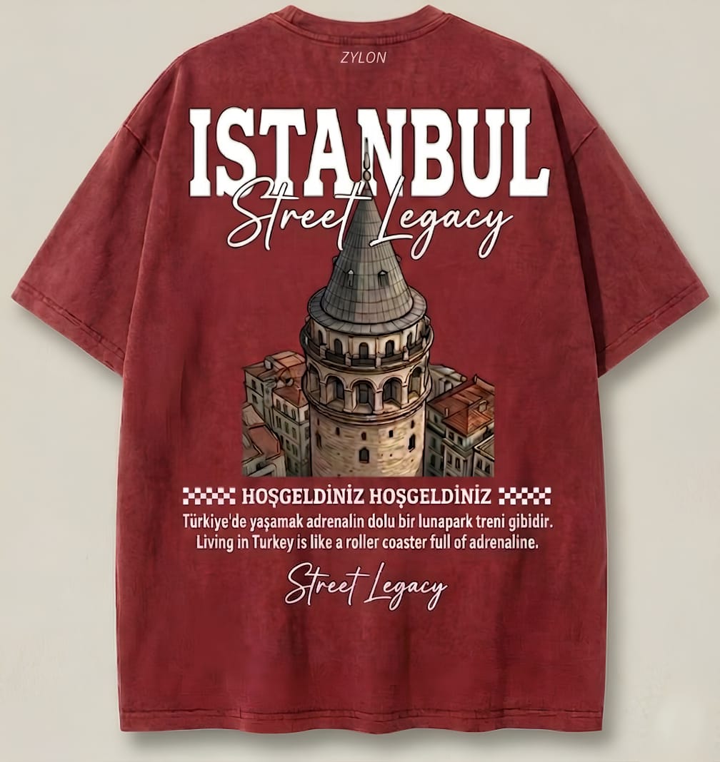 Zylon "Istanbul Street Legacy" – Premium Heavyweight Drop-Shoulder Tee | Red